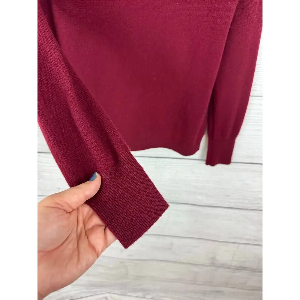 J.Crew Women's Burgundy Red Cashmere Turtleneck Knit Sweater Size Medium